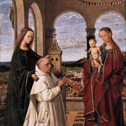 Virgin and child apearing before a priest